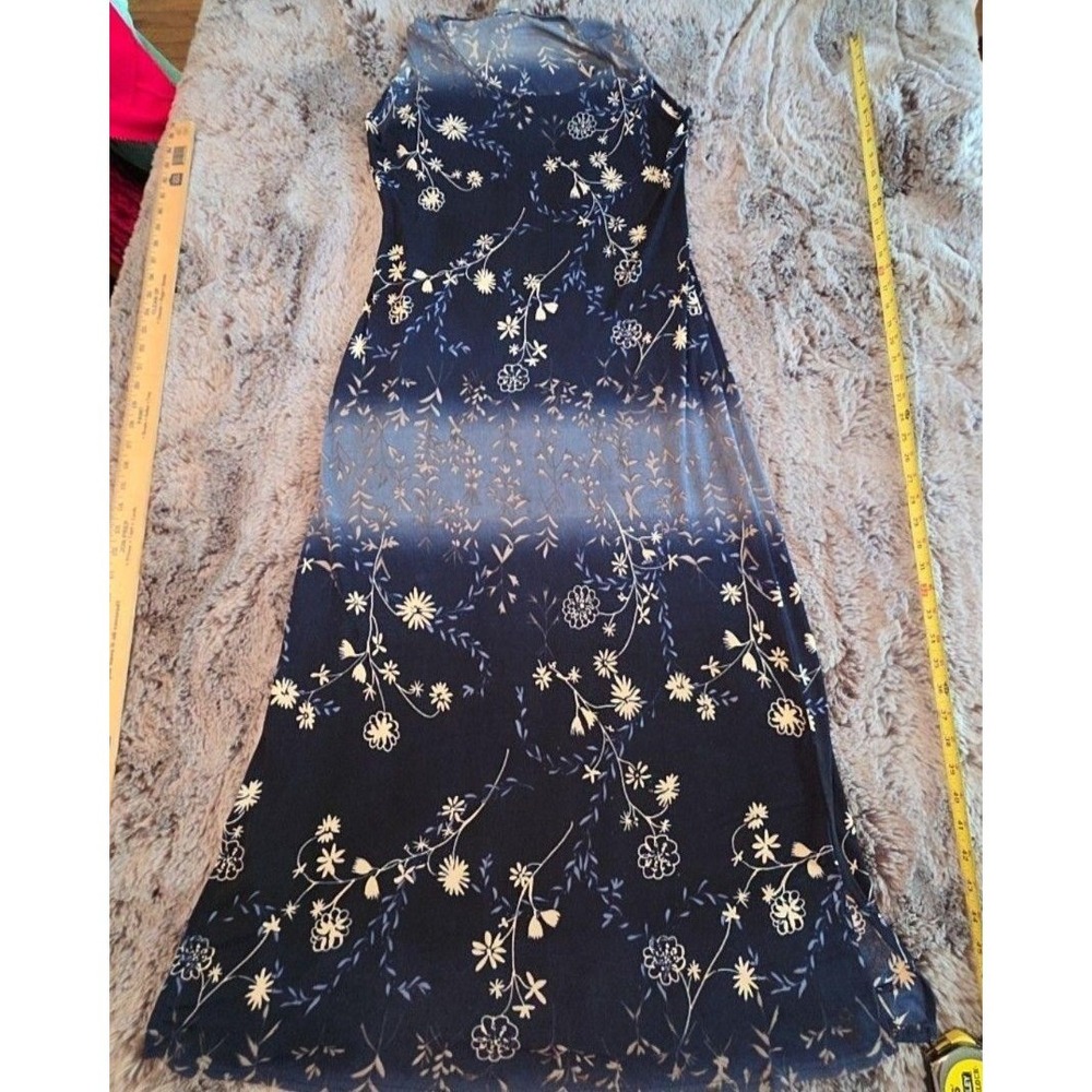 Rabbit Rabbit Rabbit Dress Womens S Blue Floral Scoop Neck Tank Maxi Sundress